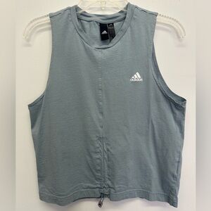 Adidas Magic Grey Seafoam Green Crop Cinch Tank Top